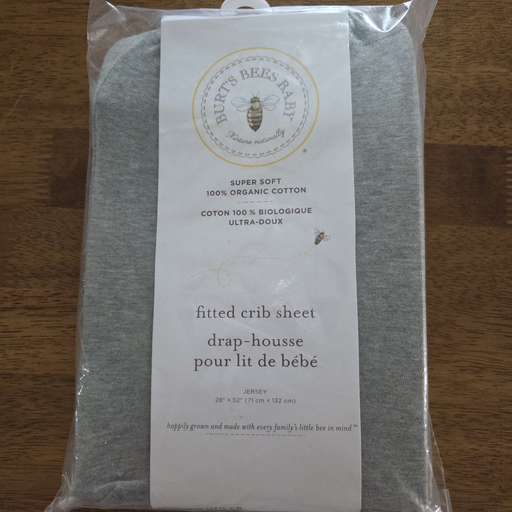 Burt's Bees Baby Organic Cotton Crib Sheet in Soft Gray